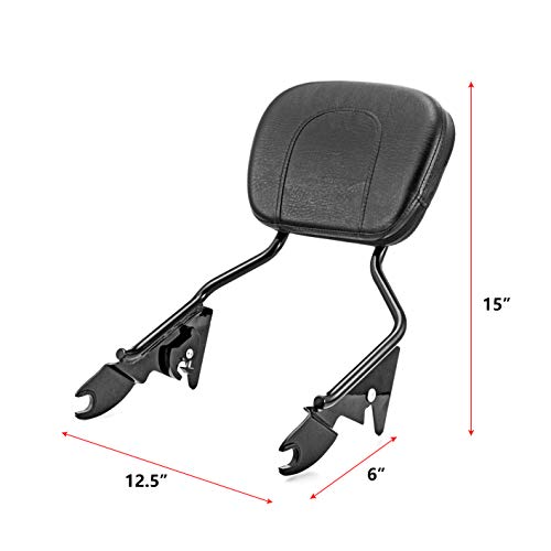 Mofun Street Glide Sissy Bar Detachable Passenger Backrest Pad Compatible with Harley Touring Road King Road Electra Glide 2009-2025 Gloss Black - Image 5