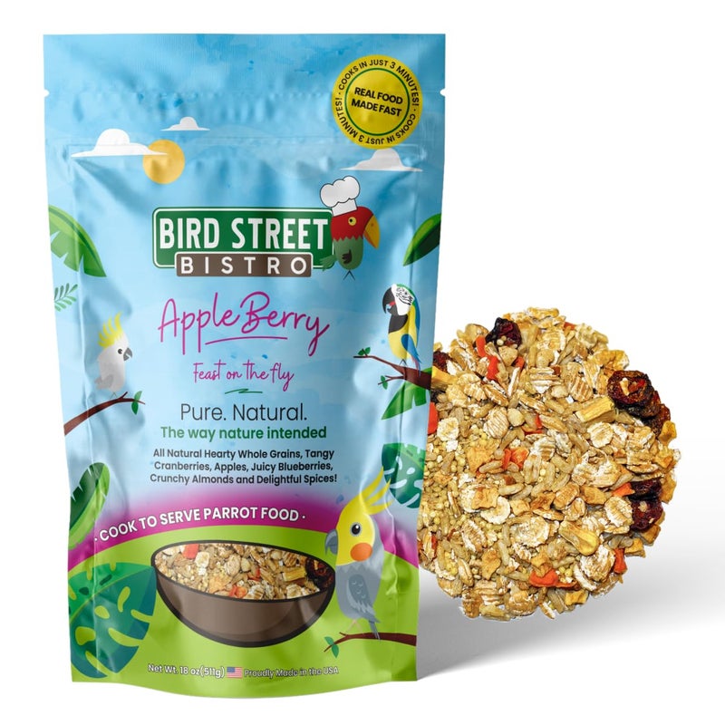Bird Street Bistro Parrot Food - Parakeet & Cockatiel Food - Cooks in 3-15 min w/Natural & Organic Grains, Legumes, Non-GMO Fruits, Vegetables & Healthy Spices - Image 1