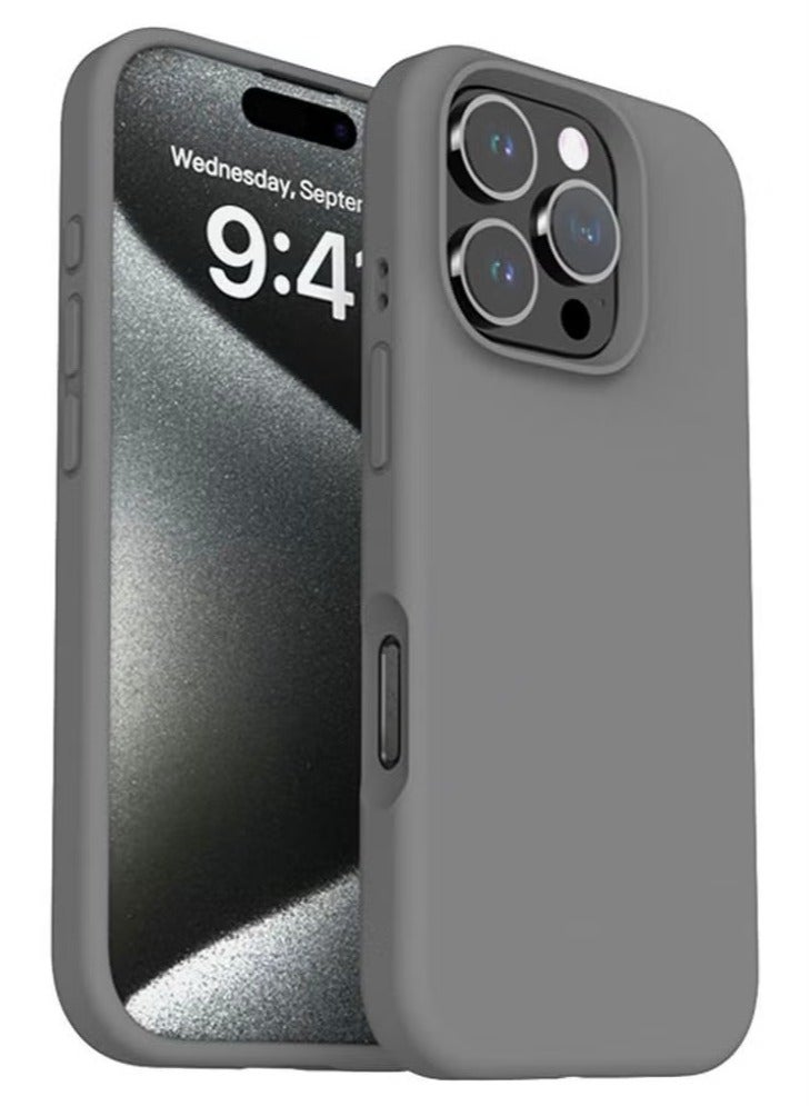 general Ultra-Slim Liquid Silicone Case for iPhone 16 Pro Max | Premium Soft-Touch Protective Cover with Internal Microfiber Lining & Enhanced Camera Protection -Grey - Image 2