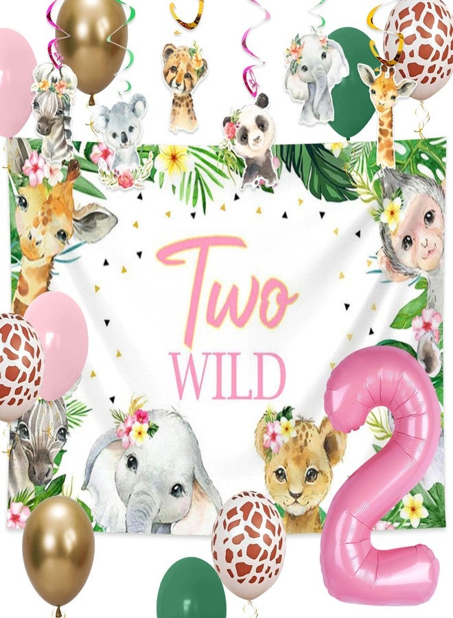 Roaring Good Time Two Wild Birthday Party Decorations Jungle Safari Theme 2nd Birthday Party Supplies for Girls Safari Balloon Animal Jungle Theme Party Suplies Backdrop Balloon - Image 1
