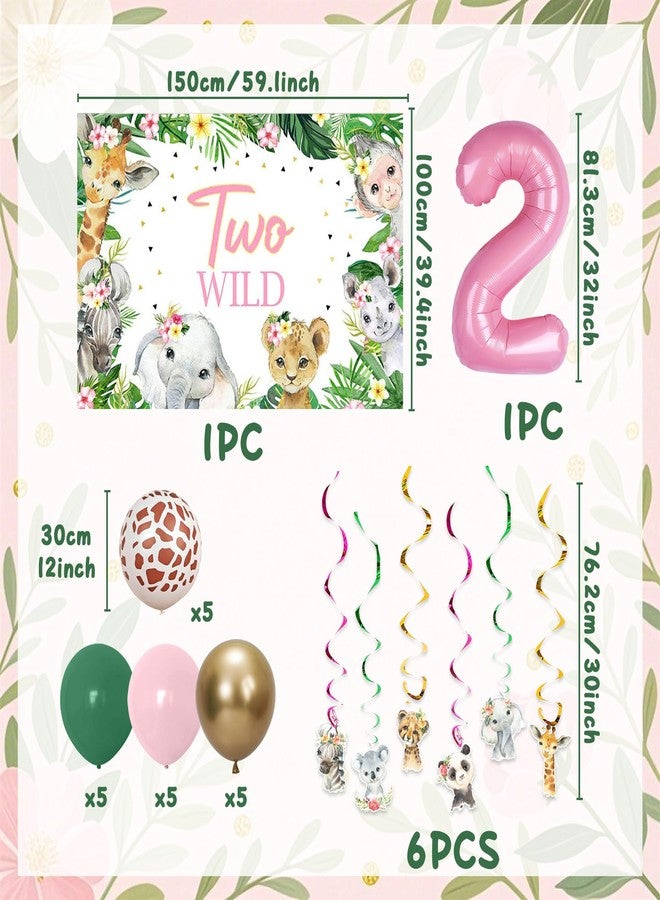 Roaring Good Time Two Wild Birthday Party Decorations Jungle Safari Theme 2nd Birthday Party Supplies for Girls Safari Balloon Animal Jungle Theme Party Suplies Backdrop Balloon - Image 2