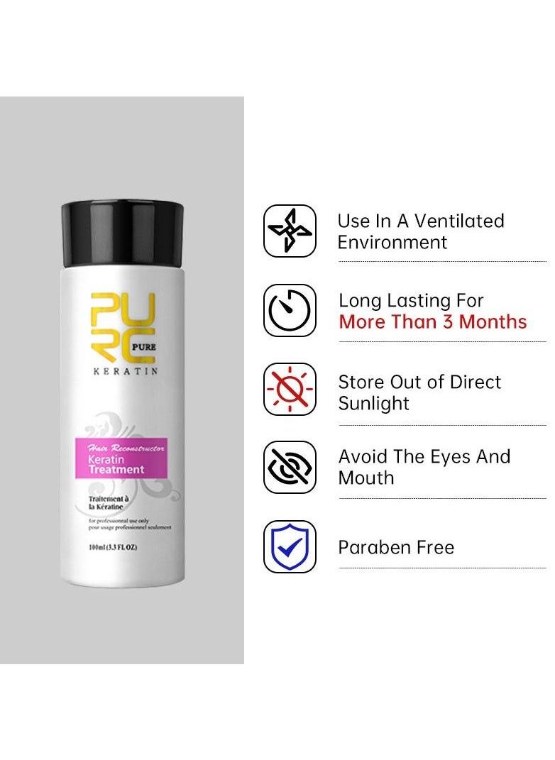 PURC 100ml Permanent Keratin Treatment Formalin Hair Straightening Products Cleaning Shampoo Smoothing Conditioner Curly Hair Care Purifying Shampoo  - Image 5