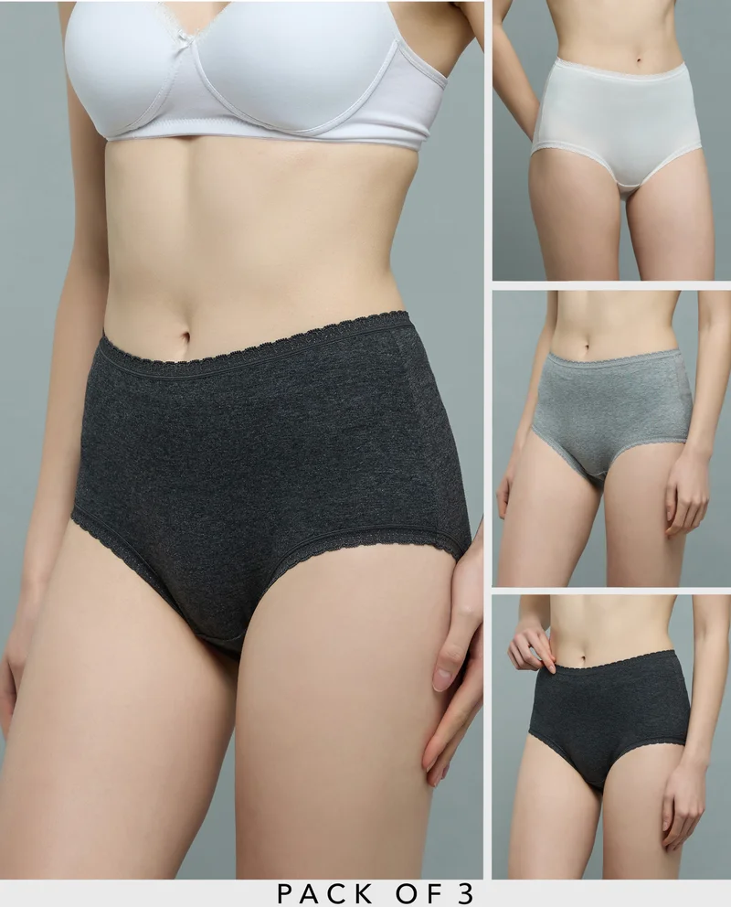 R&B 3 Pack Lace Trim Full Briefs