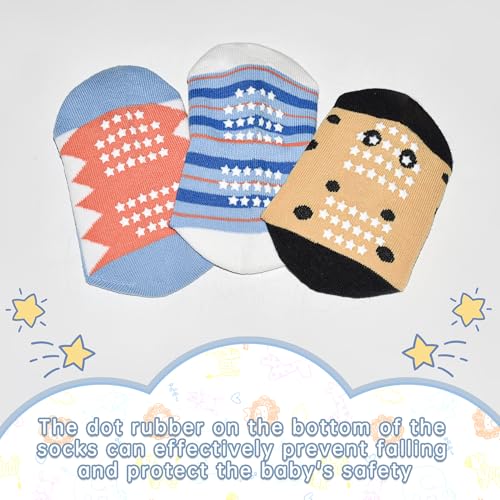 Tphon Toddler Baby Non Slip Ankle Socks with Grippers Kids Boys Girls Socks 12 Pairs for 3-5 Years Infant Children - Image 5