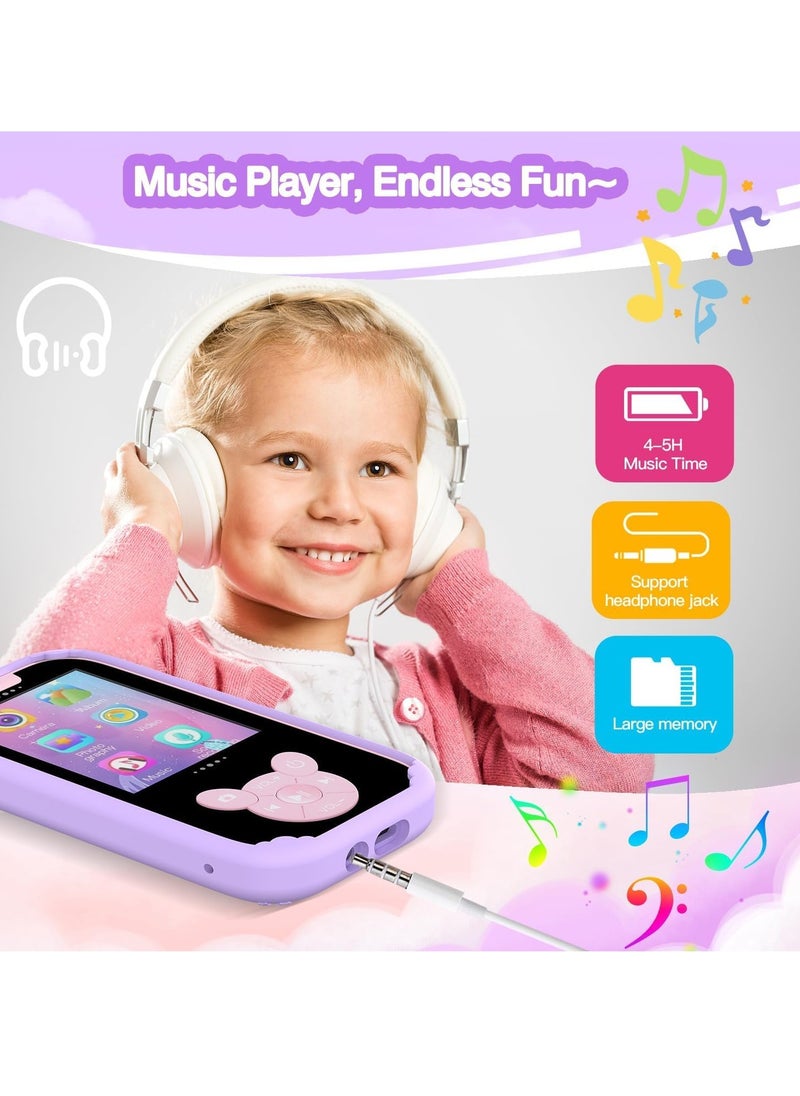 Bebiland Kids Smart Phone, Toddler Kids Camera Phone Toy, Touchscreen Unicorn Learning Toy Phone with Educational Games, Dual Camera MP3 Music Player, Boys Girls Birthday Gifts (Purple)  - Image 5