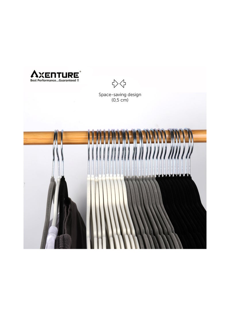 AXENTURE - 100-Piece Nonslip 360-Degree-Swivel Hook Velvet Hangers Black 43.2X23.3X0.5cm - Image 1