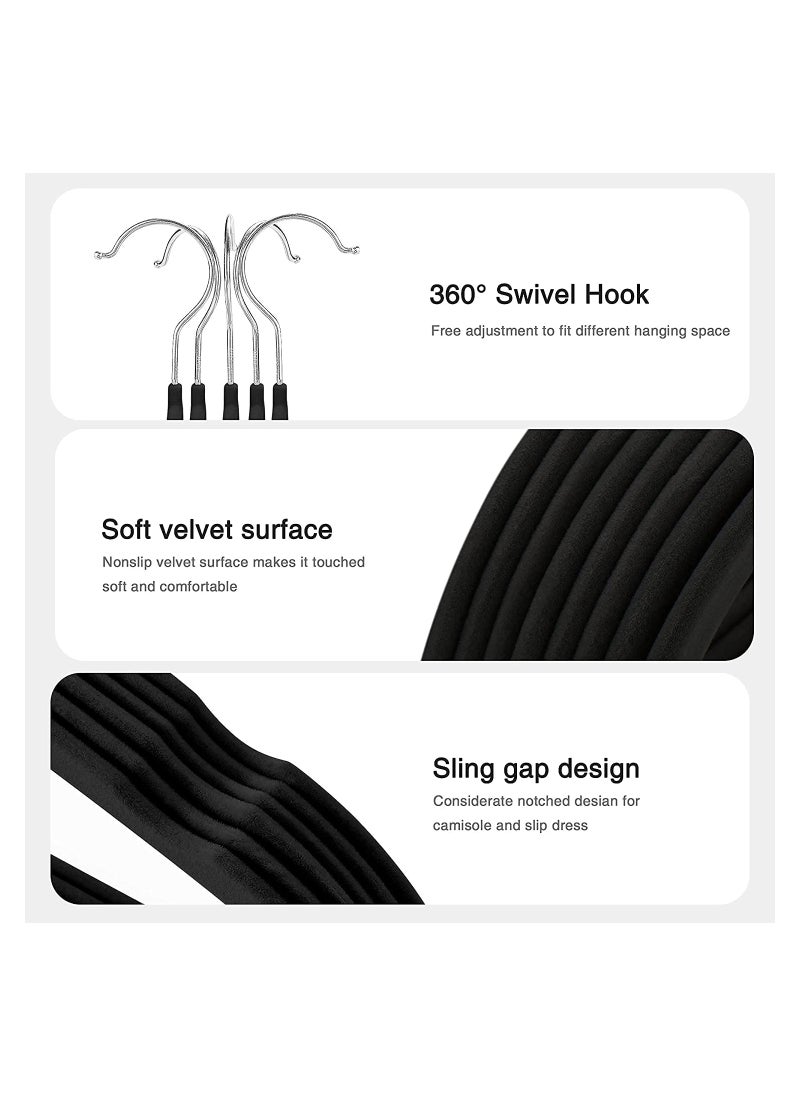 AXENTURE - 100-Piece Nonslip 360-Degree-Swivel Hook Velvet Hangers Black 43.2X23.3X0.5cm - Image 1