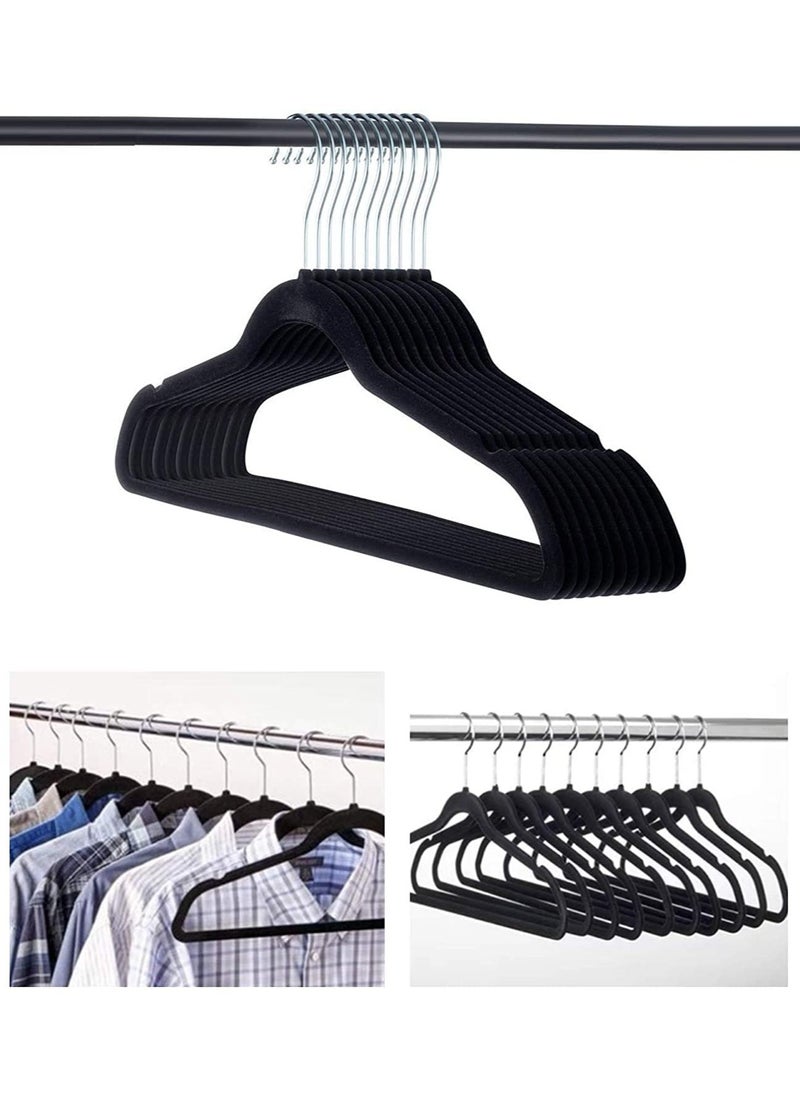 AXENTURE - 100-Piece Nonslip 360-Degree-Swivel Hook Velvet Hangers Black 43.2X23.3X0.5cm - Image 1