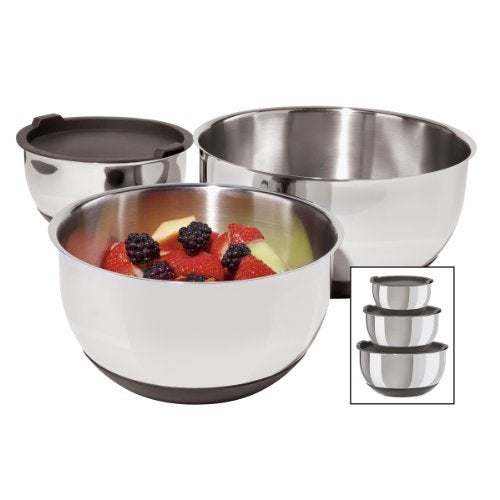 Oggi Stainless Steel 3-Piece Bowl Set with Lids, (7287.0) - Image 1