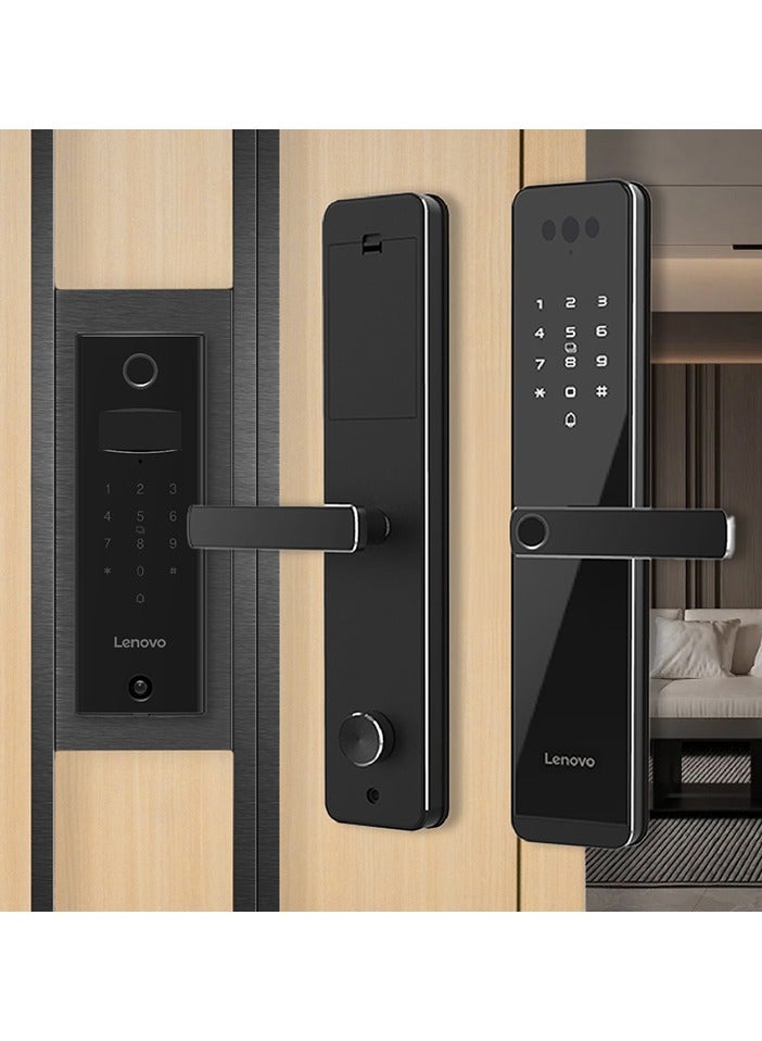 Lenovo E6 Pro Smart Door Lock – 3D Face Recognition, Fingerprint & Video Intercom | Wi-Fi Remote Access, Multi-Way Entry, Durable Alloy Build -Diamound Black - Image 3