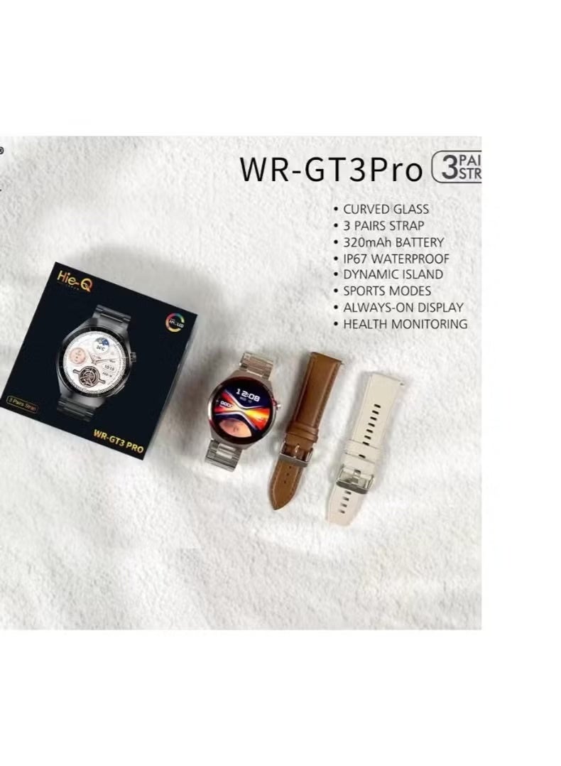 Hie-Q WR-GT3 PRO Smartwatch Fitness Tracker with Heart Rate Monitoring, Sleep Tracking, Step Counter, Calories & Activity Tracking, Stylish and Lightweight Design, Compatible with Android & iOS, Smart Notifications for Calls & Messages, Health & Wellness Wearable for Everyday Use - Image 2