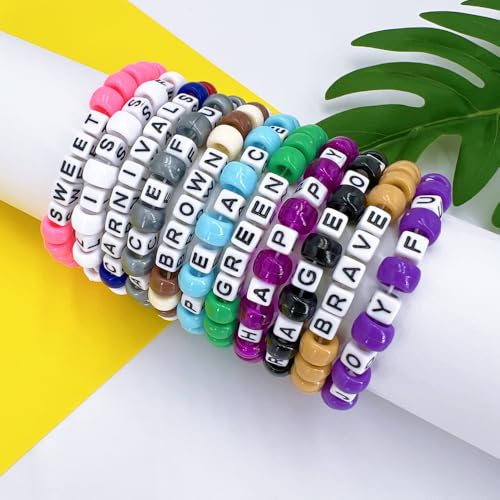 MIIIM 500pcs Vowel Pony Beads Letters for Keychains Making (A, E, I, O, U), 6x6mm Large Hole Vowel Square Letter Beads for Bracelets Making, Alphabets, Numbers (White and Black) - Image 3