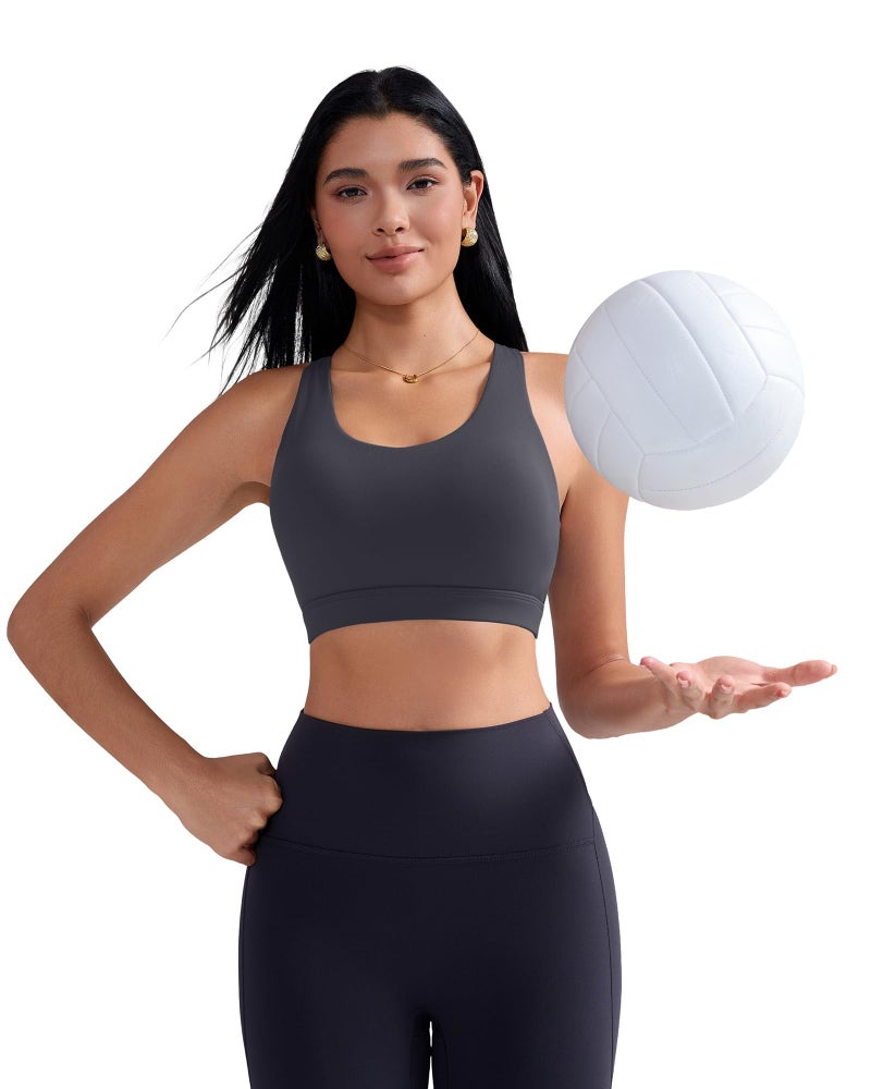 Women's Strappy Criss-Cross Back Sports Bra with Removable Padded Cups, Medium Support, Wire-Free - Image 5