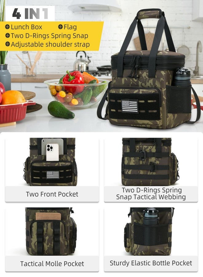 holuxer Tactical Lunch Bag & Lunch Box for Men - Large Double Deck Expandable Insulated Soft Adult Lunchbox for Work - Cooler Bag for Beach, Picnic, Camping,Outdoor，Travel (Camo,16L) - Image 2