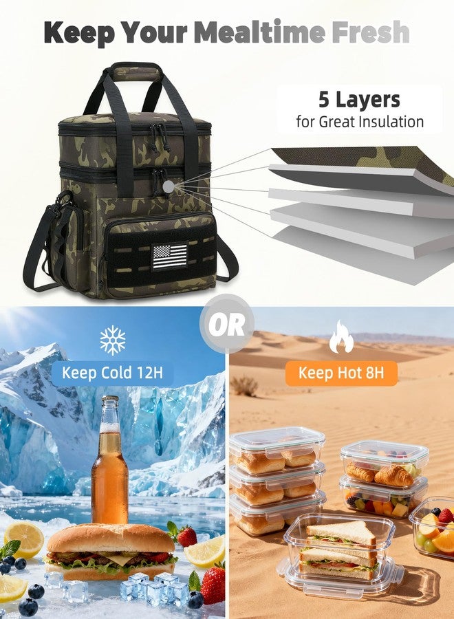 holuxer Tactical Lunch Bag & Lunch Box for Men - Large Double Deck Expandable Insulated Soft Adult Lunchbox for Work - Cooler Bag for Beach, Picnic, Camping,Outdoor，Travel (Camo,16L) - Image 4