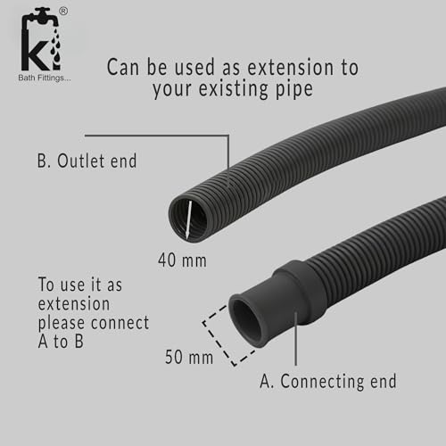 KI BATH FITTINGS Outlet Drain Hose Tube 4 Meter for Front Loading Washing Machine | Discharge & Extension Pipe | Grey - Image 5