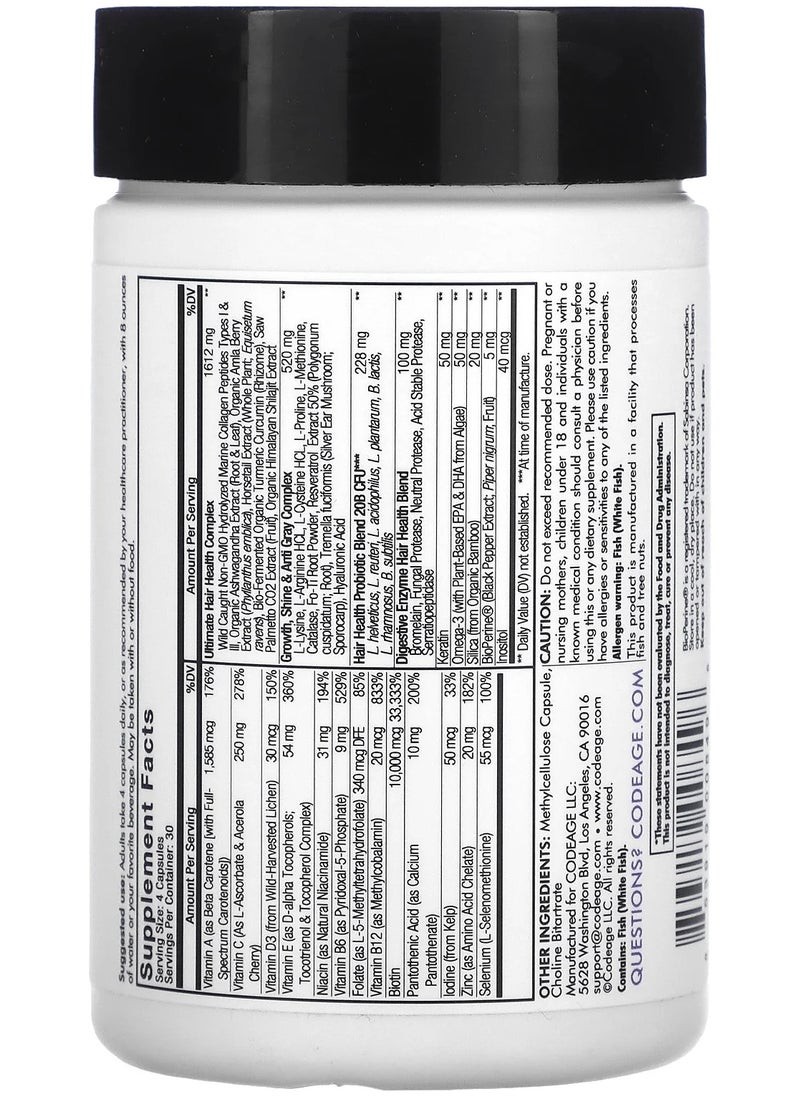 Codeage - Hair Vitamins, Advanced Hair Care* 120 Vegetable Capsules - Image 1