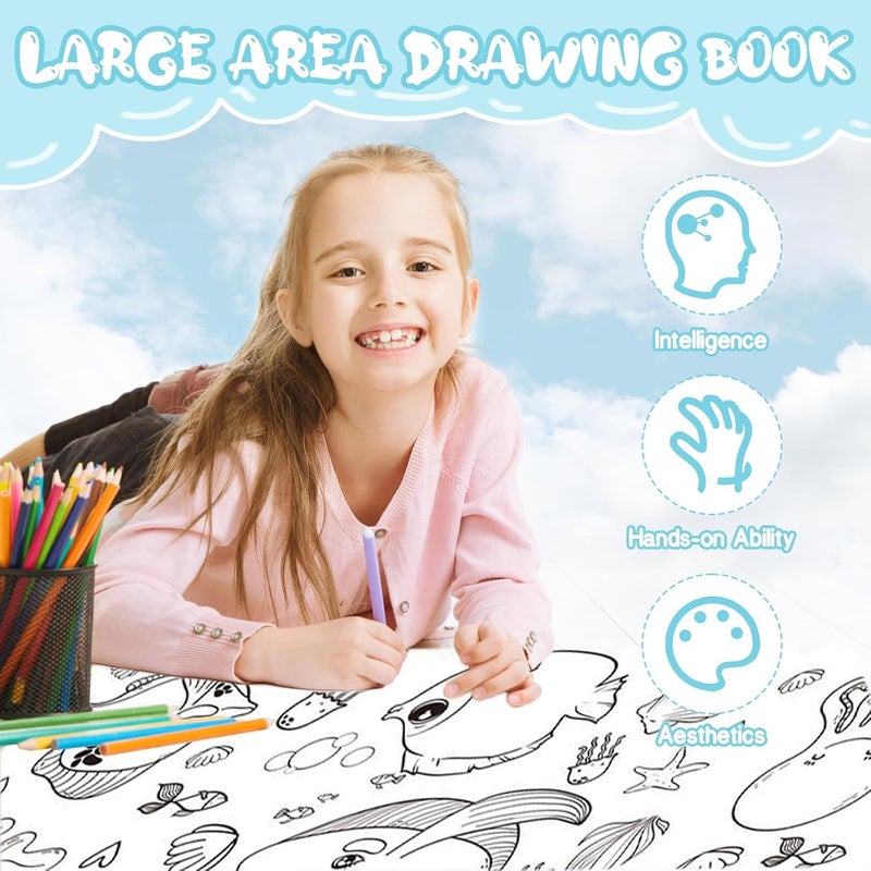 Sillyme 1pc Water Drawing Mat for Kids, 80 x 80 cm, Reusable Colouring Mat, Washable Painting Mat with 6 Sketch Pens, Gift Toy for Ages 2-6 Years - Image 4