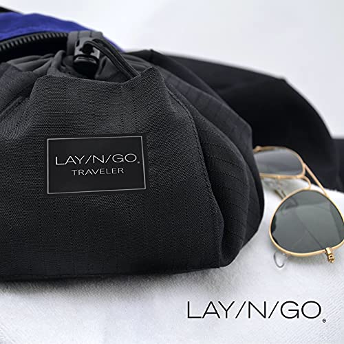 Lay-n-Go Drawstring Toiletry Bag - Water-Resistant 4-In-1 Lay Flat Toiletry Bag - Durable, Easy-To-Clean Travel - For Men & Women - Machine Washable & Compact (20", Black) - Image 2