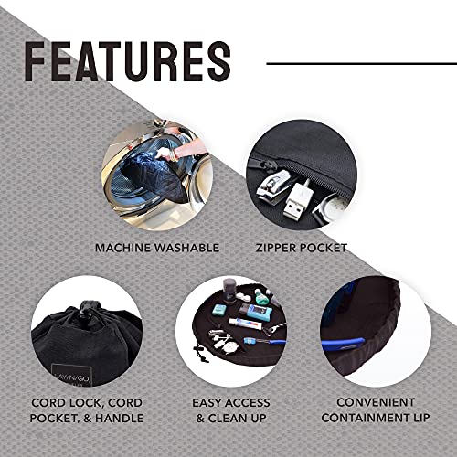 Lay-n-Go Drawstring Toiletry Bag - Water-Resistant 4-In-1 Lay Flat Toiletry Bag - Durable, Easy-To-Clean Travel - For Men & Women - Machine Washable & Compact (20", Black) - Image 3
