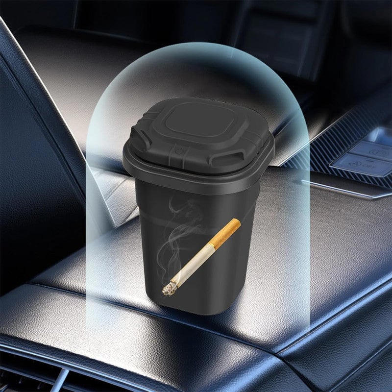 Car Cup Holder Ashtray with LED Light – Portable Smokeless Ashtray with Smoke Blocking Lid, Detachable Inner Tray, Fire Resistant Material, Easy Clean Design, Universal Fit Car Cup Holder Ashtray for Cars, SUVs, Trucks - Image 1