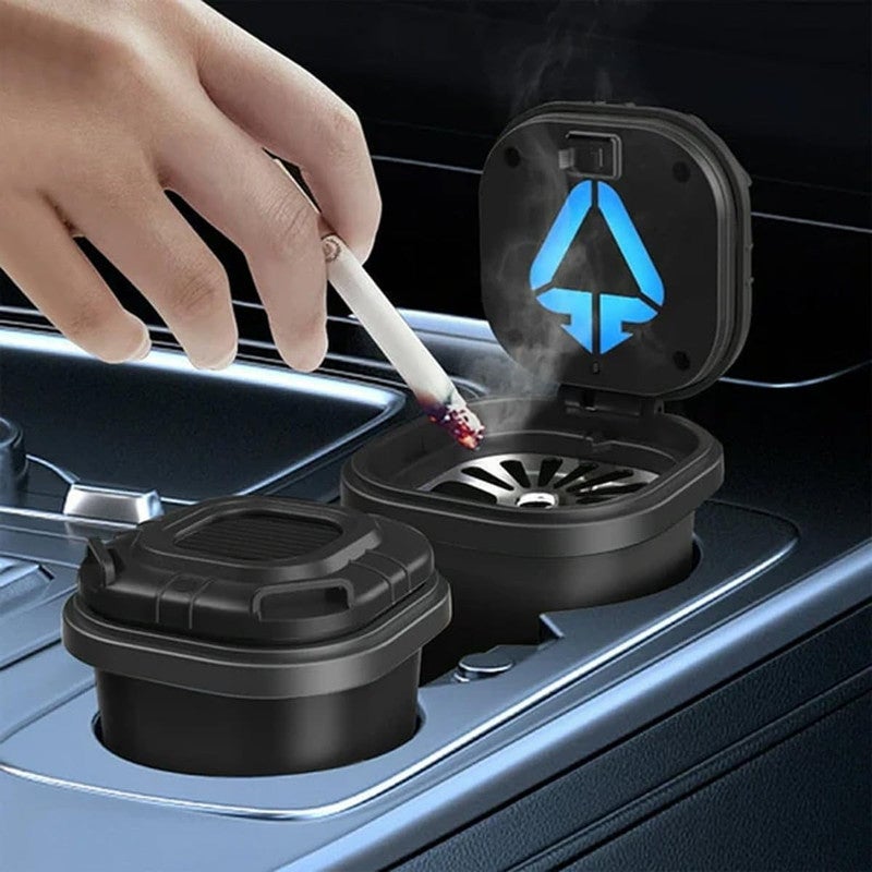 Car Cup Holder Ashtray with LED Light – Portable Smokeless Ashtray with Smoke Blocking Lid, Detachable Inner Tray, Fire Resistant Material, Easy Clean Design, Universal Fit Car Cup Holder Ashtray for Cars, SUVs, Trucks - Image 2
