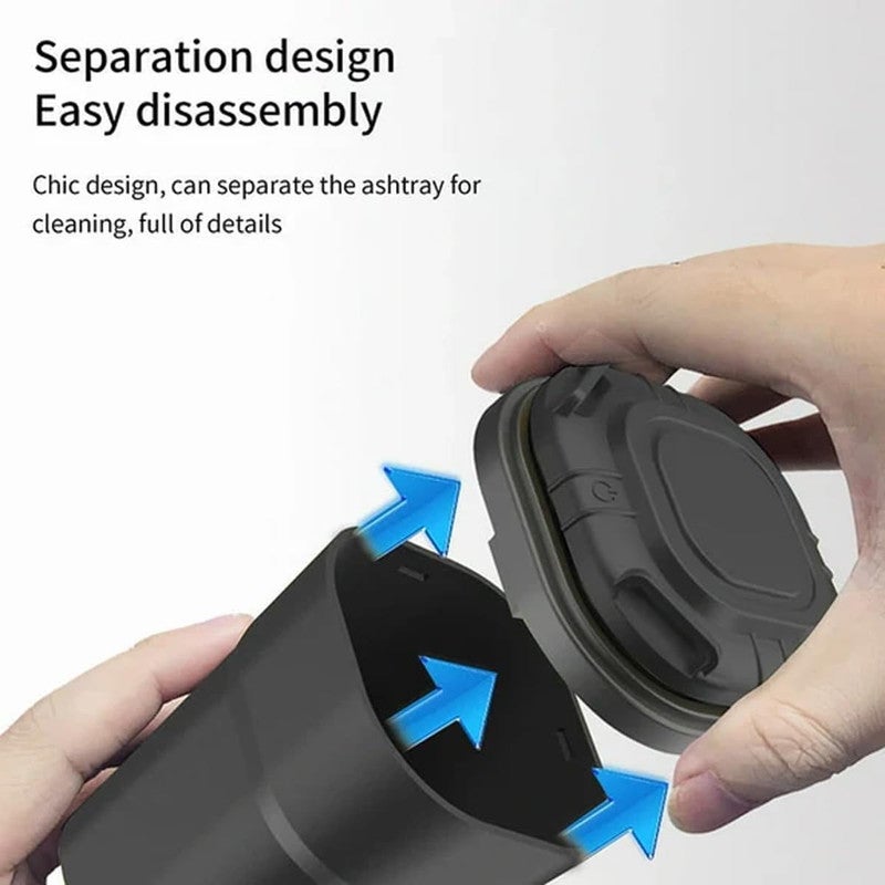 Car Cup Holder Ashtray with LED Light – Portable Smokeless Ashtray with Smoke Blocking Lid, Detachable Inner Tray, Fire Resistant Material, Easy Clean Design, Universal Fit Car Cup Holder Ashtray for Cars, SUVs, Trucks - Image 3