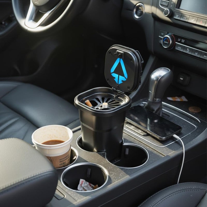 Car Cup Holder Ashtray with LED Light – Portable Smokeless Ashtray with Smoke Blocking Lid, Detachable Inner Tray, Fire Resistant Material, Easy Clean Design, Universal Fit Car Cup Holder Ashtray for Cars, SUVs, Trucks - Image 5