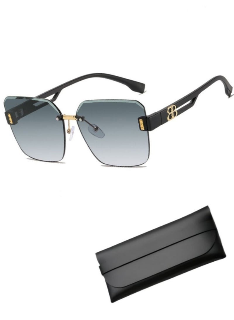 Square Sunglasses, UV400 Protection Sun Glasses with Fashion Temples, Elegant Sun Shades for High end trendy sunglasses, UV resistant sunglasses,unisex with Glasses Case, Outdoor activities, tourism, and cycling are available. - Image 1