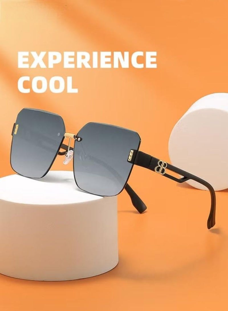 Square Sunglasses, UV400 Protection Sun Glasses with Fashion Temples, Elegant Sun Shades for High end trendy sunglasses, UV resistant sunglasses,unisex with Glasses Case, Outdoor activities, tourism, and cycling are available. - Image 4