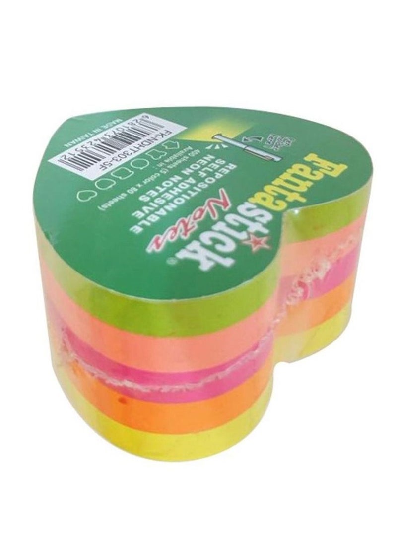 Fantastick 400-Sheet Heart Shaped Self Sticky Note Set Multicolour 