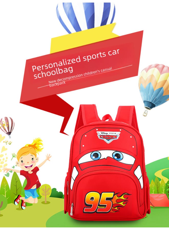 Preschool Small Car Double Shoulder Backpack Children's Training Gift Bookbag New-Color:Old Blue Car - Image 2