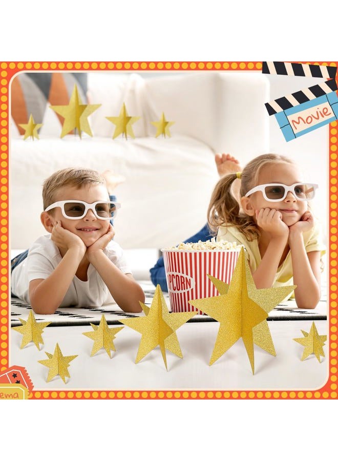 Sinload 45 Pcs Star Centerpieces for Movie Night Party Decorations 3D 2025 Graduation Table Decor 3 Sizes 8" 5" 3" Red Carpet Film Show Theme Birthday Party Back to School Table(Gold) - Image 5