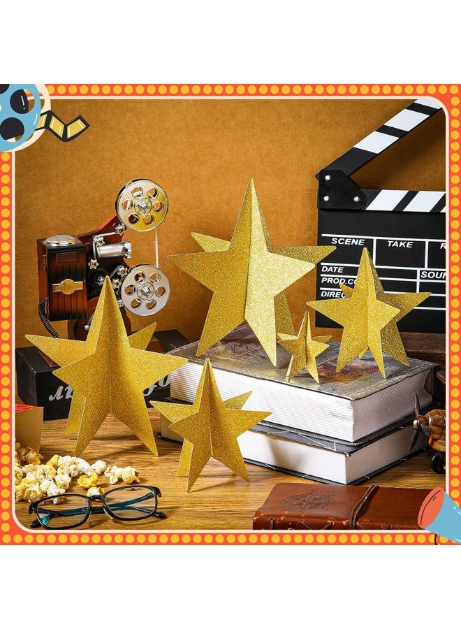 Sinload 45 Pcs Star Centerpieces for Movie Night Party Decorations 3D 2025 Graduation Table Decor 3 Sizes 8" 5" 3" Red Carpet Film Show Theme Birthday Party Back to School Table(Gold) - Image 3
