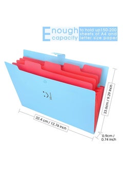 Generic File Folders, 2 Pack Plastic Letter A4 Paper Paper Organizer Folder with Labels with Snap Closure, Cute Folders with 5 Pockets for School Home Work Office  - Image 5