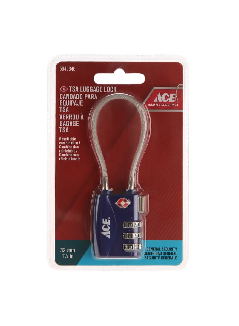 ACE ACE 3 Dial Zinc Alloy TSA Combination Padlock 30mm 