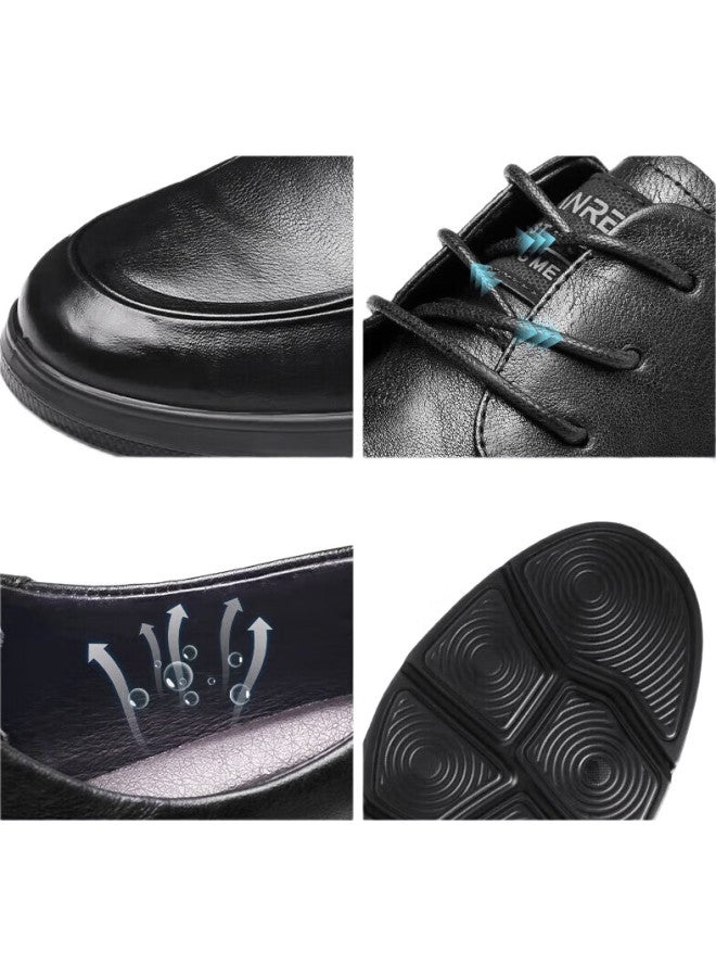 Strongman Top Layer Cowhide Fashion Casual Leather Shoes Lightweight Breathable Simple Men'S Shoes 87010 Black Size 42 - Image 2