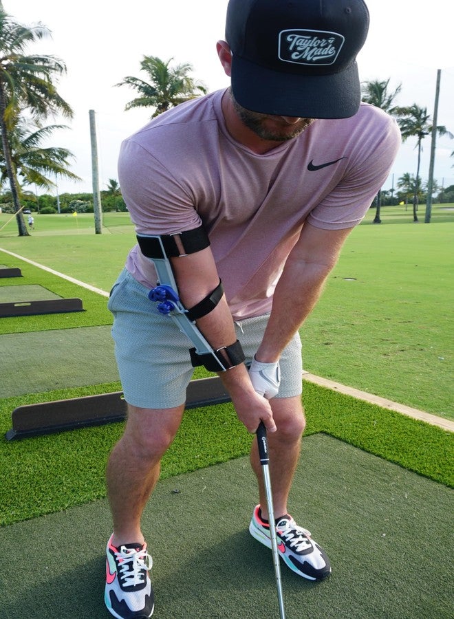 GolfTrainingAids The Right Angle Golf Swing Trainer Aid for Backswing & Arm Position Right Arm Elbow Brace to Improve Swing Plane, Tempo, Power & Accuracy Golf Training Aid for Men & Women - Image 5