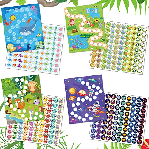 Perthlin 100 Pieces Sticker Charts for Kids Incentives Reward Chart for Kids Behavior in 4 Designs with 2160 Mini Animal Stickers Dry Erase Chore Chart for Classroom Teaching or Home Using - Image 3