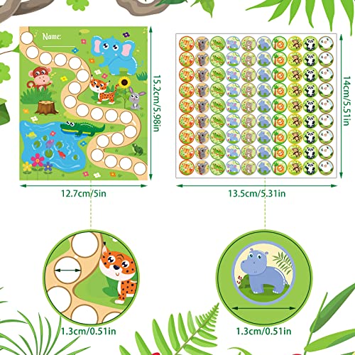 Perthlin 100 Pieces Sticker Charts for Kids Incentives Reward Chart for Kids Behavior in 4 Designs with 2160 Mini Animal Stickers Dry Erase Chore Chart for Classroom Teaching or Home Using - Image 2