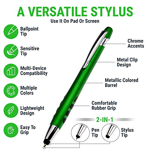 SyPen Stylus Pen for Touch Screens & Ballpoint Writing Pens, with Sensitive Stylus Tip - 2 in 1, Compatible for Your Touch Screen Devices - Assorted Barrel Colors, Black Ink, 7 Pack - Image 3