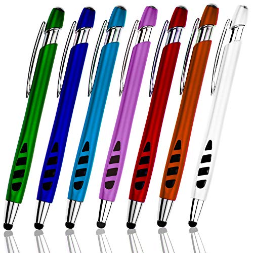 SyPen Stylus Pen for Touch Screens & Ballpoint Writing Pens, with Sensitive Stylus Tip - 2 in 1, Compatible for Your Touch Screen Devices - Assorted Barrel Colors, Black Ink, 7 Pack - Image 1