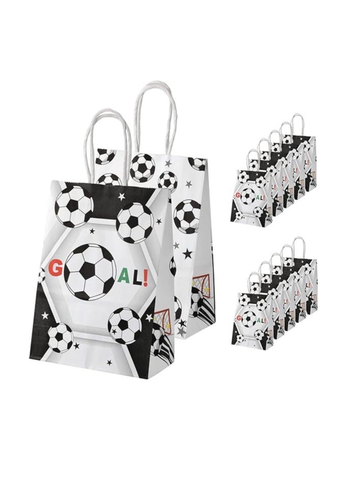 Excefore 12pcs Soccer Party Favor Paper Bags, Football Themed Party Bags with Handles Soccer Goodie Bags Treat Candy Bags for Kids Adults Soccer Party Supplies - Image 1