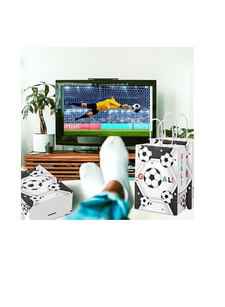 Excefore 12pcs Soccer Party Favor Paper Bags, Football Themed Party Bags with Handles Soccer Goodie Bags Treat Candy Bags for Kids Adults Soccer Party Supplies - Image 5