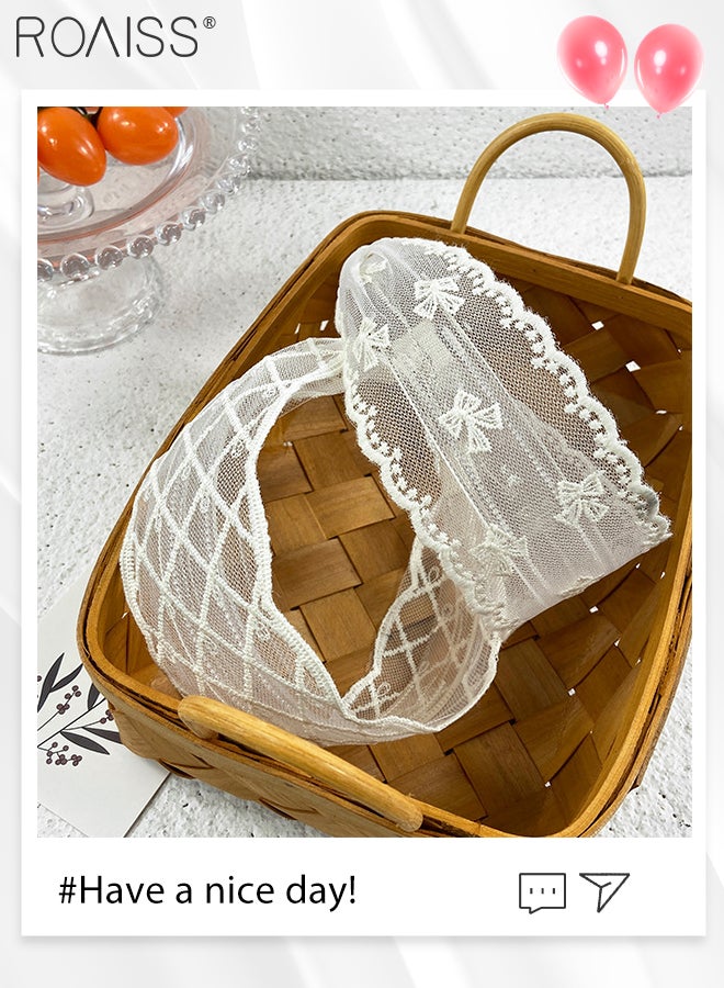 roaiss 3 Pcs Wide-brimmed White Lace Headbands and 1 pc Floral Soft Lace Headwrap Lace Headband Headcover Triangular Headscarf, Hair Accessories Set for Women Girls - Image 5