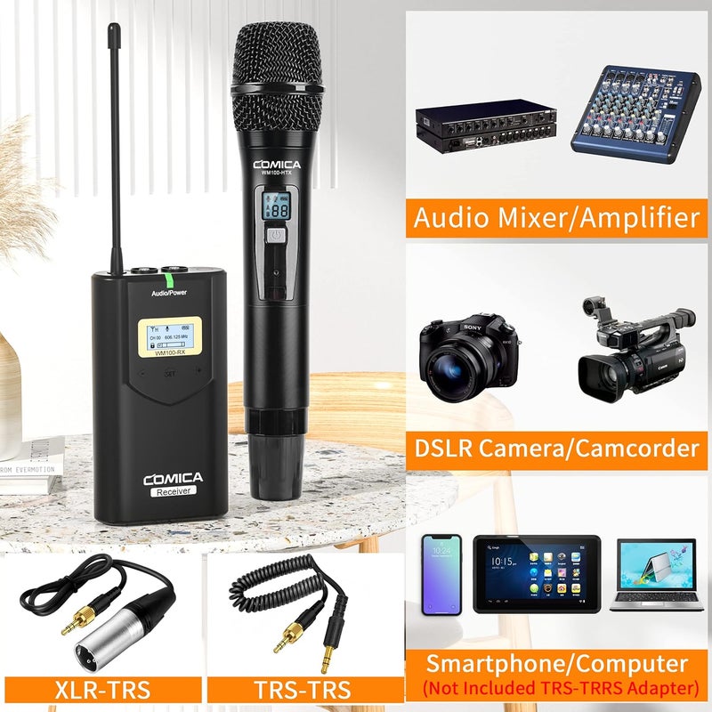 COMICA CVM-WM100 H UHF 48 Channels Professional Omnidirectional Wireless Handheld Microphone System - Image 2