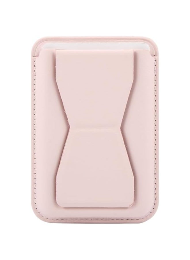 Magnetic Phone, Card Holder, with Kickstand, Leather Phone Stick on Wallet for iPhone Ultra Slim Card Holder for Back of Phone Removable Secure Phone Wallet (PINK) - Image 1