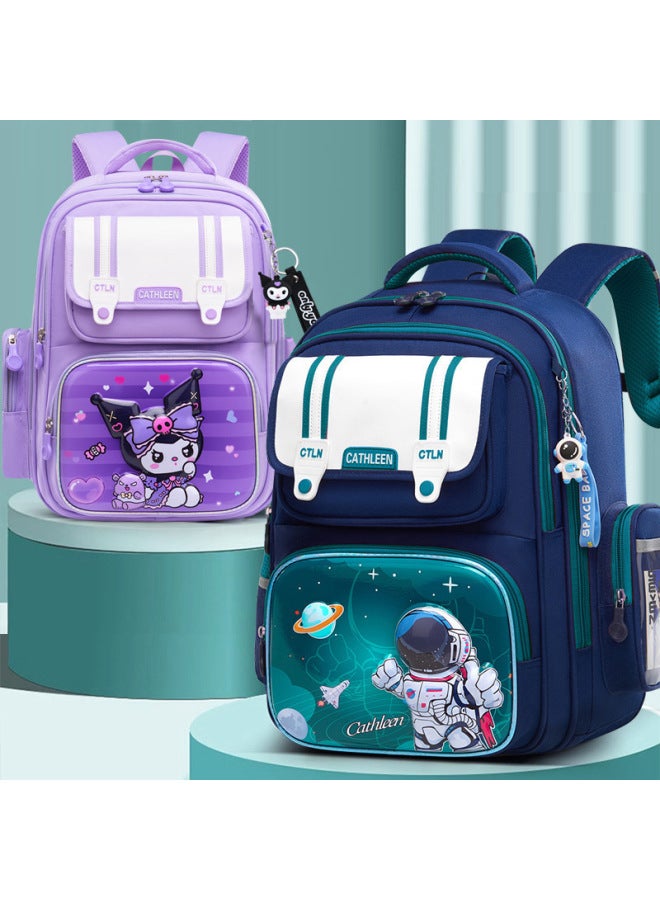 2024 Astronaut Schoolbag For Primary School Students, Boys And Girls, Grade One, Two, Three To Six, Children's Backpack-color:Purple Culomi Trumpet-size:single School Bag - Image 3