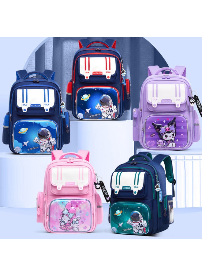 2024 Astronaut Schoolbag For Primary School Students, Boys And Girls, Grade One, Two, Three To Six, Children's Backpack-color:Purple Culomi Trumpet-size:single School Bag - Image 2