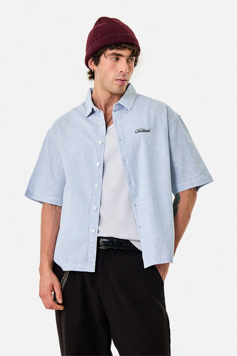 سنيتش قميص كتان مطرز بقصة واسعة